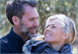 Middle-aged couple outside