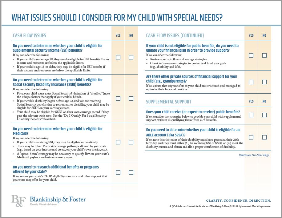 What Financial Issues Should I Consider For My Child With Special Needs?